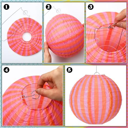 Baquler 12 Pcs Summer Pool Hanging Lanterns Decorations, Funny Colors