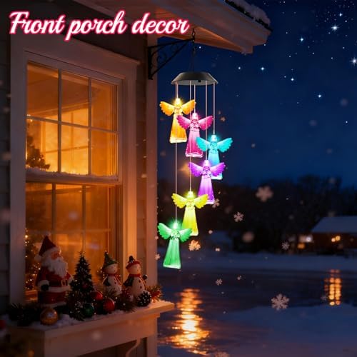 Winzwon Angel Solar Wind Chimes for Outside, Memorial Garden Decorations