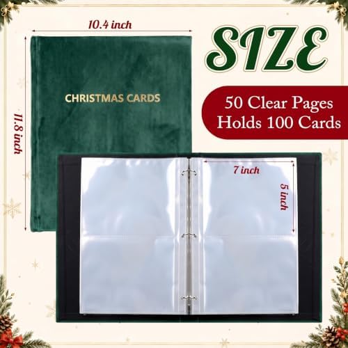 Spiareal Greeting Card Binder Album 6x8,Green,Vertical Two-panel Layout