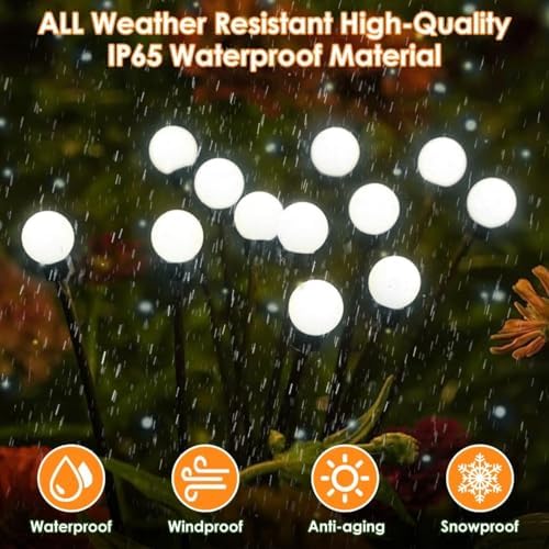 Solar Garden Lights Outdoor 8 Pack 64 LED Solar Firefly Lights Cool White