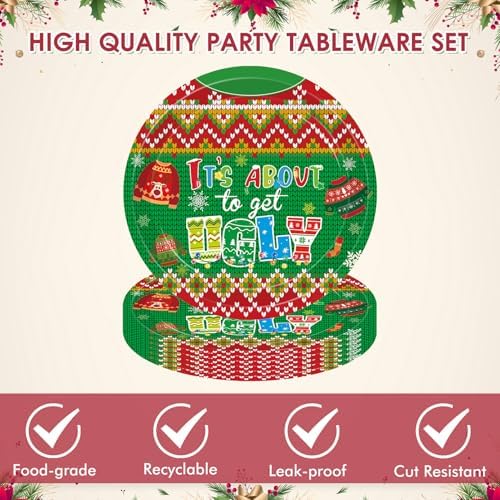 Ugly Sweater Party Decorations- 40 PCS Christmas Party Supplies Disposable Tableware Set Include Ugly Sweater Party Plates and Napkins,Xmas Tacky Sweater Decor Holiday Party Serves 20 Guests