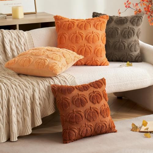 MIULEE Fall Pillow Covers Pumpkin Fall Decor 20x20 Coco Brown