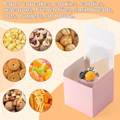 Hoewina 28 PCS Cupcake Boxes, Individual Cupcake Containers with Window