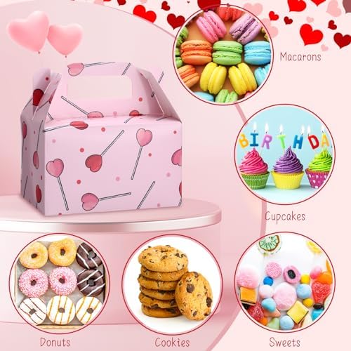 ReliThick 80 Pack Valentine‘s Day Treat Box with Cellophane Bags Heart Goodie Cookie Candy Boxes for Treats Valentine Gift Bag for Party(Stylish)