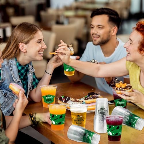 GuassLee 2026 Graduation Party Decoration Cups - 100pcs 12 Oz Black Green Disposable Graduation Plastic Cups for Drinks Class of 2026 Congrats Grad Party Tableware Supplies Decor