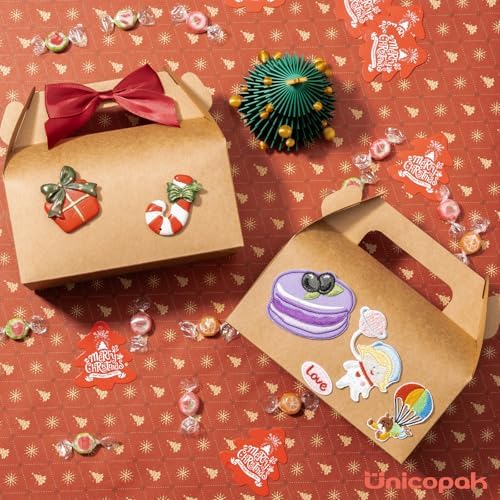 UnicoPak 30 Pack Brown Cookie Gift Boxes with Handles, Food-grade Material, Gable Party Favor Boxes for Lunch, Treats, Goodies, Cookies Candies for Birthday Party Wedding Holidays 6.5x3.5x4 Inches