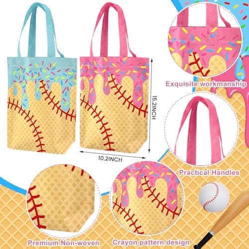 Hosuly 24 Pcs Baseball Ice Cream Drip Gift Bags Bulk 15.2 x 10.2 in