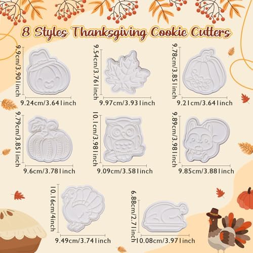 Thanksgiving Cookie Cutter Set of 4 Pumpkin Maple Leaf Turkey Baking 3.5" Cutter Molds Gifts Decorative Kitchen Cake Supplies