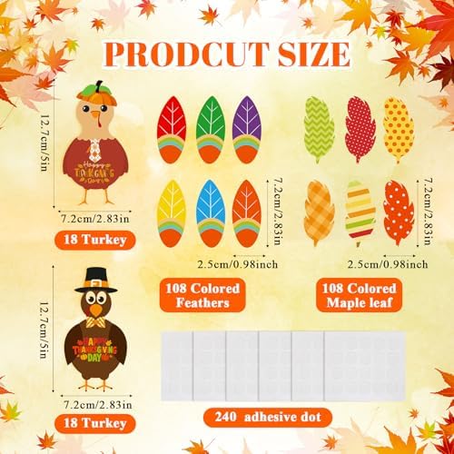 BBTO 36 Sets Thanksgiving Turkey Craft Kit Fall Craft, Fresh Style