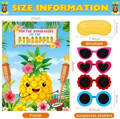 Faccito Hawaiian Game with Sticker Pin the Sunglasses on Pineapple Game