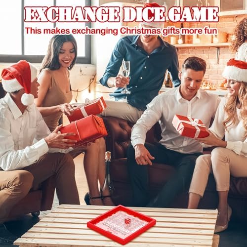 Christmas Exchange Dice Game Wooden Tray 2 Dice Party Gift Set