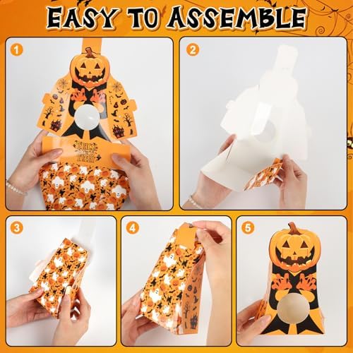 Sereliy 12pcs Halloween Treats Bags,6 Character Designs Cookie Candy Bags For Kids, Halloween Treat Boxes With Window, Goodie Gift Boxes For Party Favor Supplies