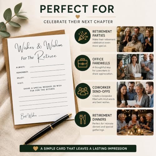 Retirement Advice Cards, Wishes & Wisdom for the Retiree, 25 Cards, Retirement Party Guest Activity, Retirement Wishes Keepsake, Guest Book Alternative