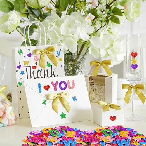 Foam Letter Stickers, 448 PCS 3D Glitter Foam Alphabet Stickers, 7 Colors