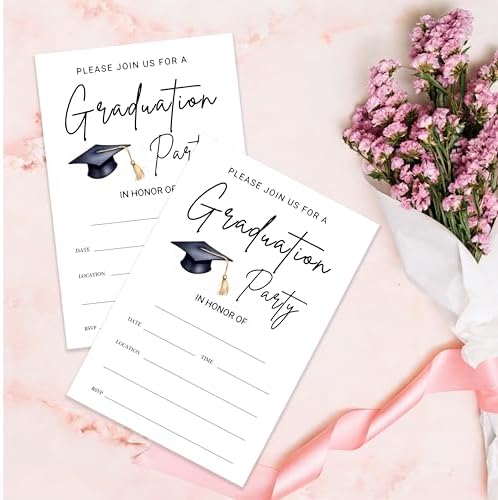 4x6 2026 Graduation Party Invitations (20 Cards + 20 Envelopes) - Cap & Tassel Grad Celebration Invites.(011)