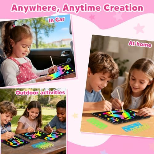 ZMLM Scratch Paper Art-Crafts Gift: 2 Pack Rainbow Notebooks Supplies Toys