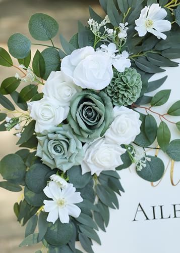 Artificial Sage Green Wedding Arch Flower Floral Swags Set of 2
