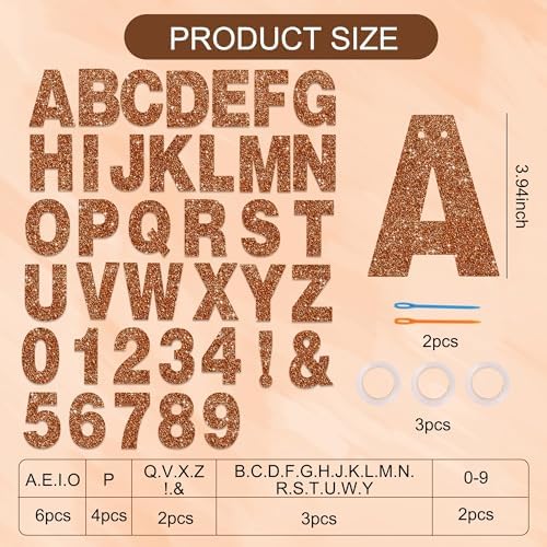 BEISHIDA Glitter Brown 116 PCS A-Z DIY Letter Custom Banner Party Decor