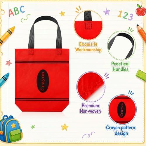 Hosuly 36 Pcs Back to School Gift Bags Crayon Tote Bags Bulk
