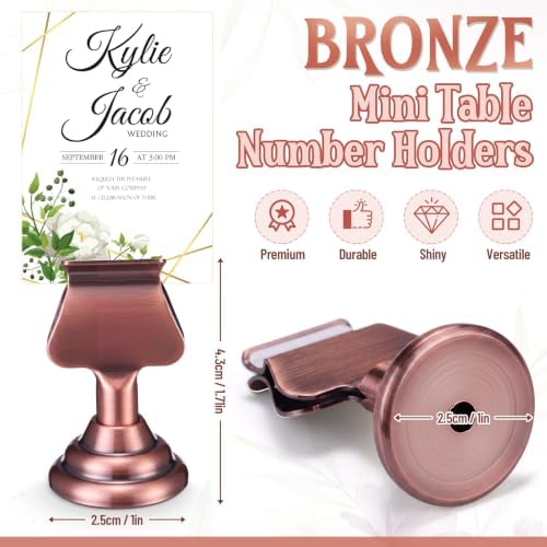 Kathfly 24 Pcs Table Number Holders Metal Place Card Clip,Antique Copper
