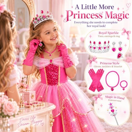 Meland Light Up Princess Dress for Girls Ages 3-10, Halloween Costume Party
