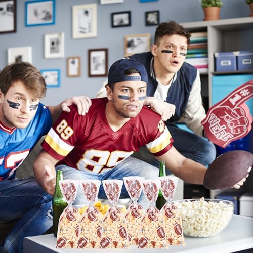 FOIMAS Football Cellophane Treat Bags,150pcs Football Candy Treat Bag Party Favor Goodie Bags for Football Party Favor Supply