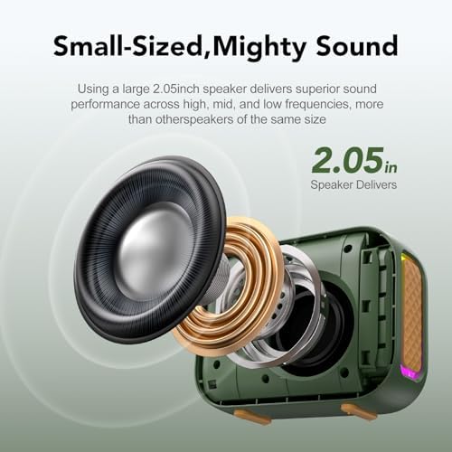 Portable Bluetooth Speaker Line-in Support: IPX5 Waterproof, Dark Green