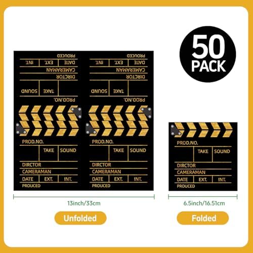 50 Pcs Movie Night Paper Napkins 6.5 x 6.5 Inches, Movie Theme Disposable Luncheon Dinner Party Napkins Cocktail Napkin for Film Action Lights Camera Popcorn Birthday Party Decorations (Movie Night)