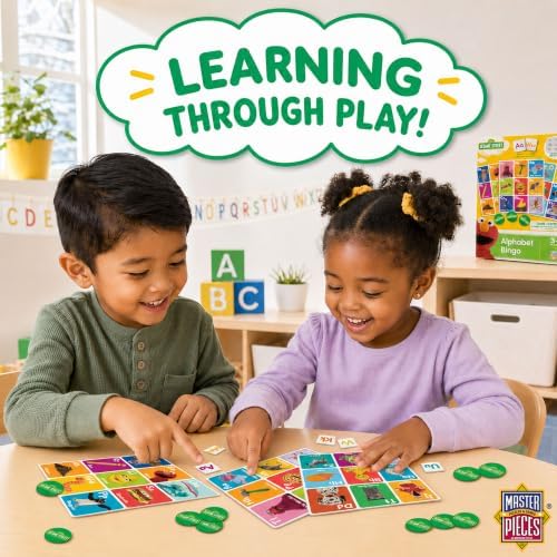 Masterpieces Sesame Street Alphabet Bingo - Educational Preschool Bingo Game - Age 3+
