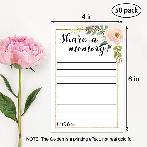 50 Share a Memory Cards, Funeral Guest Book, Memory Card for Celebration of Life, Graduation, Wedding, Retirement, Going Away Party, 4x6 Inch