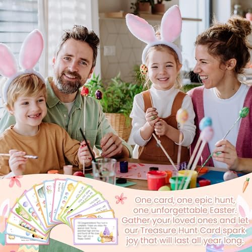 Easter Scavenger Hunt Game, Easter Gnome Treasure Hunt Clue Cards with Envelopes, Easter Egg Hunt Party Game for Adults and Family, Indoor Outdoor Activities – A01