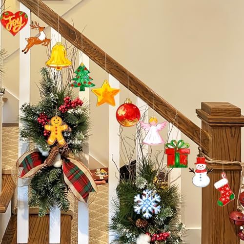 36PCS Wooden Christmas Ornaments to Paint, 12 Styles DIY Blank Unfinished Wood Reindeer Santa Claus Christmas Tree Ball Snowman Snowflake Angel Cutouts Ornament for Crafts Winter Hanging Decorations