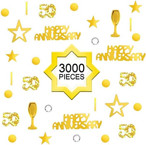 WILLBOND 3000 Pcs Gold 50th Anniversary Confetti, Glitter Table Scatter