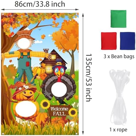 Thanksgiving Party Toss Game Backdrop, Turkey Pumpkin Harvest Design
