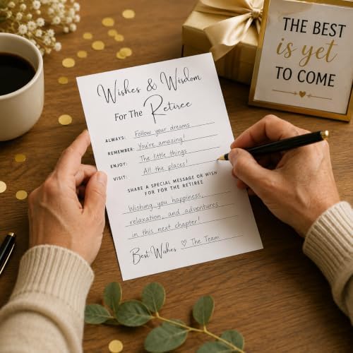Retirement Advice Cards, Wishes & Wisdom for the Retiree, 25 Cards, Retirement Party Guest Activity, Retirement Wishes Keepsake, Guest Book Alternative