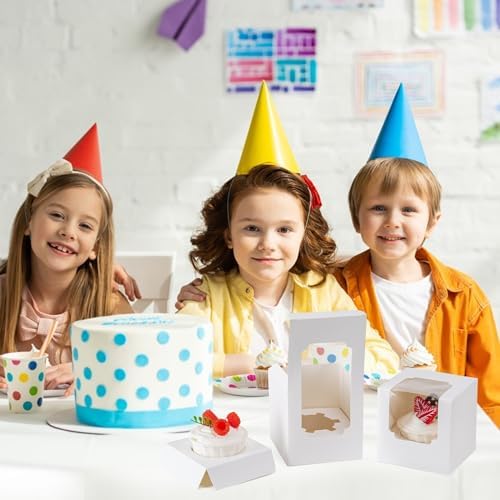 BOOMIBOO 100 Pack Individual Cupcake Containers, Cupcake Boxes with Window