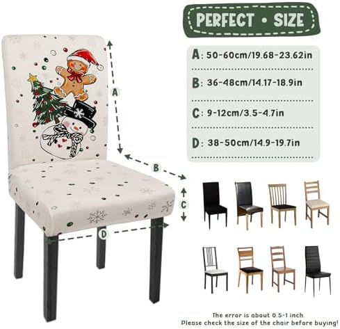 Christmas Chair Covers Set of 4 Gingerbread Xmas Tree Parsons Slipcovers