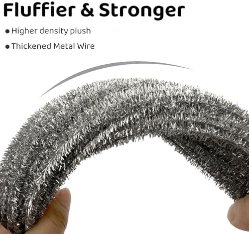 200Pcs Glitter Silver Pipe Cleaners Craft,Sparkly Pipe Cleaners,Art Aupplies Toys for Kids,DIY Craft Supplies for Halloween/Christmas Home Decor,Fidget Toys for Kids,Christmas Crafts for Girls 8-12