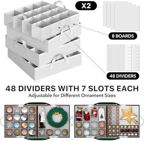 Simple Houseware 128 Christmas Ornament Storage Box with Adjustable Divider