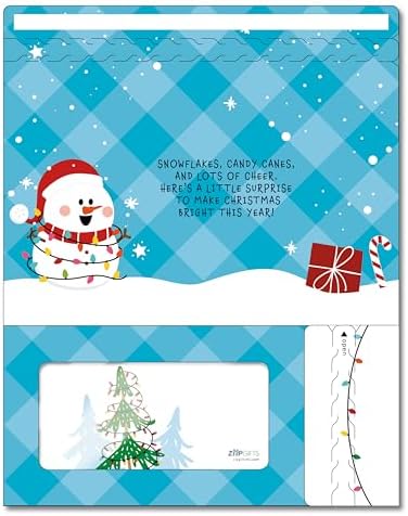 Holiday Card | Zip-Open Money Holder w/Clear Plastic Window for Cash, Check, & Gift Card (Holiday | Let It Snow)