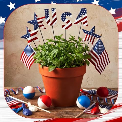 Pickmesh 6 Pcs 12" H 4th July Patriotic Outdoor Decor Metal Star Yard Sign