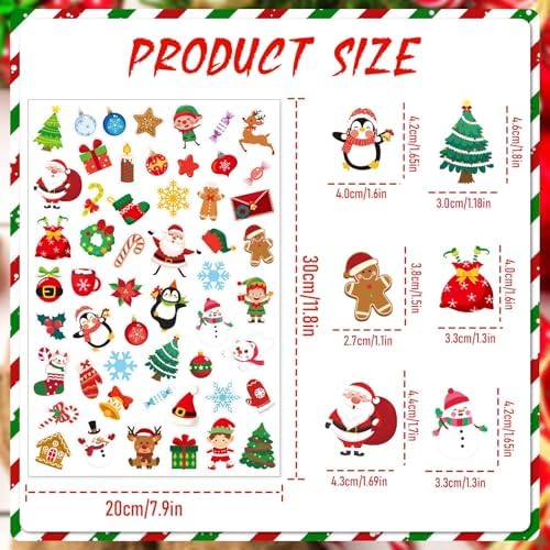 JULBEAR 300Pcs Christmas Foam Stickers Bulk Self Adhesive Puffy Designs