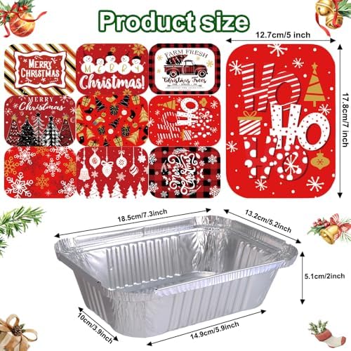 DIYDEC 36PCS Christmas Aluminum Food Containers Foil storage Tin with Lids
