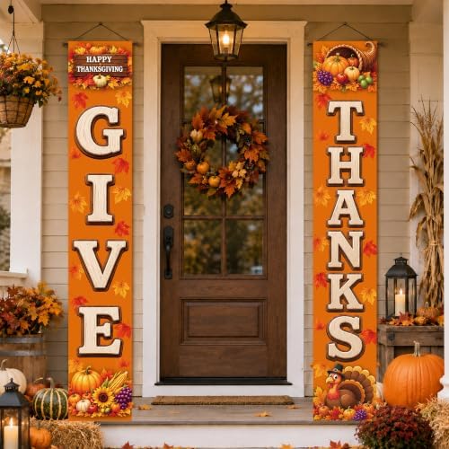 Thanksgiving Decorations - Thanksgiving Porch Banner for Fall Outdoor Decor