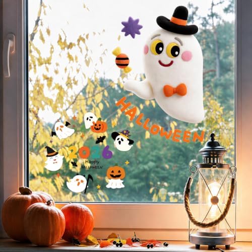 Halloween Window Clings Set, Static-Adhering & Scratch-Free Decor