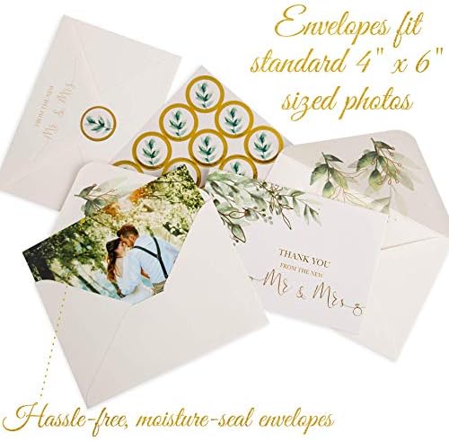 VNS Creations 100 Thick & Sturdy Blank Wedding Thank You Cards 4x6 Inches