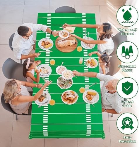 OHOME Football Party Decorations - Super Game Bowl Party Decorations 2027 - Disposable Tablecloth Plastic Table Covers for Football Game Birthday Football Parties Decor Supplies 54" X 108",2 Pack