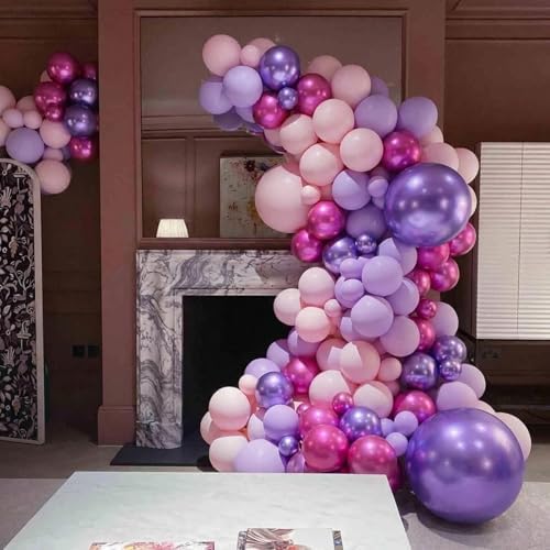 Pink and Purple Balloons, 131pcs Light Pink and Purple Balloons Arch Kit
