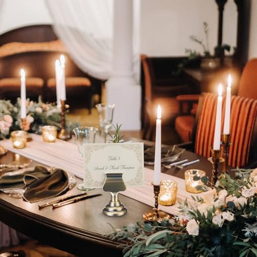 Kathfly 36 Pcs Wedding Table Number Holders Metal Bronze Place Card Holder