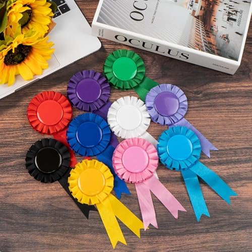 20PCS Blank Award Ribbons, Prize Ribbons for Medals (10 Colors)